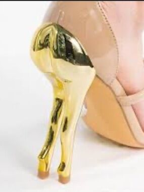 Liliana heels featured in the image mimic animal hooves with slender, split legs